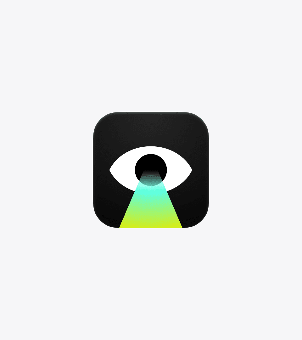 The TrueSight app icon — a white eye on black casting a green to yellow beam