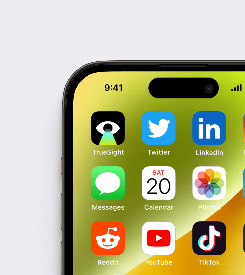 The TrueSight icon on an iPhone home screen beside Twitter, LinkedIn and Messages